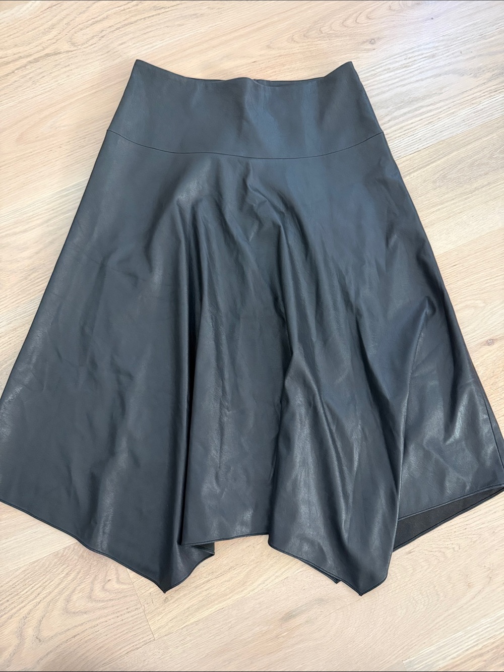 Rebecca Taylor Black Faux Leather A-Line Flare Skirt Size 10